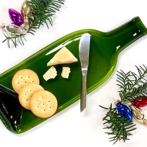Christmas Cheese Tray, Melted Bottle Wine and Cheese Gift, Spoon Rest, Culinary Gift For Her image 2