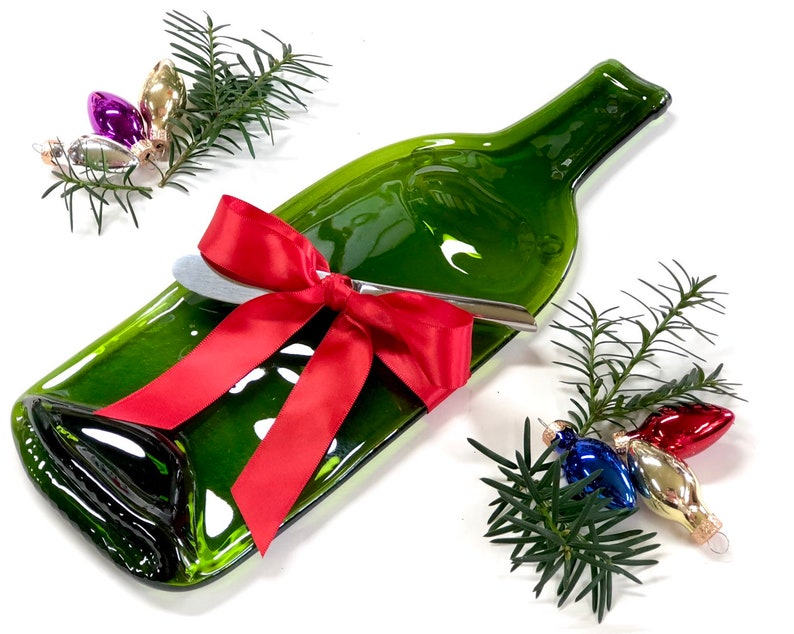 Christmas Cheese Tray, Melted Bottle Wine and Cheese Gift, Spoon Rest, Culinary Gift For Her image 9