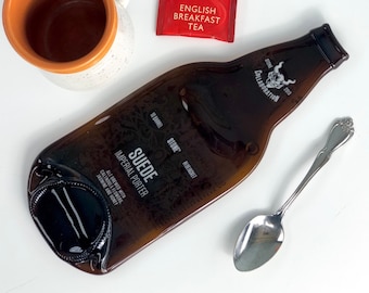 Large Stone Suede Imperial Porter Melted Beer Bottle Spoon Rest, San Diego CA, Unique Gift for Him, Groomsmen Gift