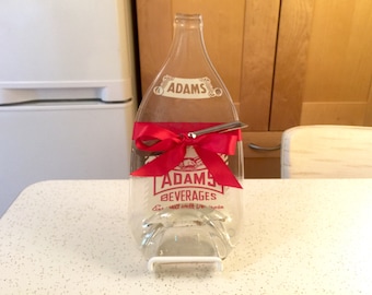 Large Vintage Adams Beverage Soda Bottle Cheese Tray, Upcycled Recycled Melted Bottle, Gift Ideas For Men, Vintage Kitch, New Kensington PA