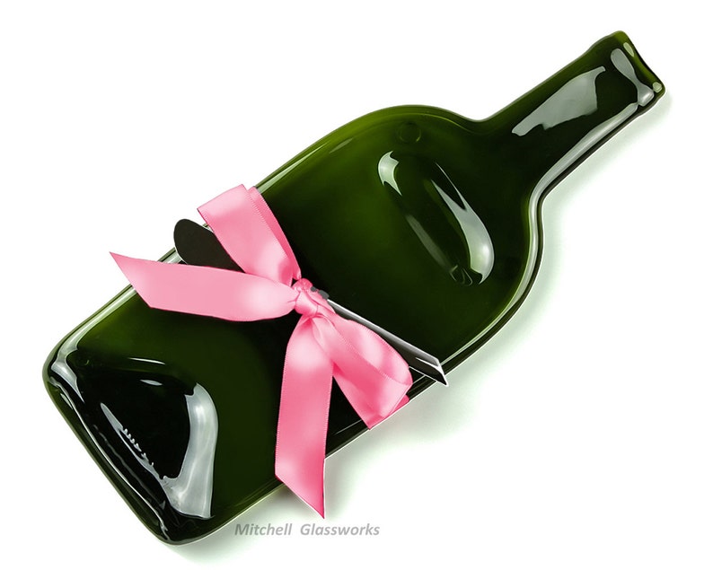 Barbie Theme Wine Bottle Cheese Tray with Pink Ribbon, Barbiecore image 1