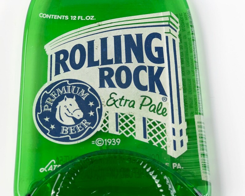 Rolling Rock Beer Bottle Spoon Rest, Latrobe Pennsylvania PA, Melted Bottle, Boyfriend Gift, Man Cave Decor, Beer Gifts, Guy Gift image 6