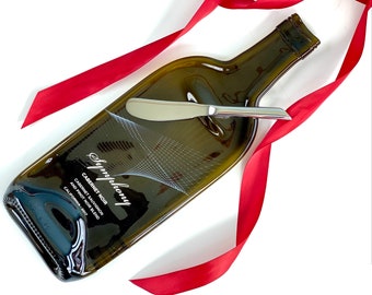 Melted Wine Bottle Cheese Tray with Spreader, Symphony Cabernet Noir Sauvignon Red Wine, California Winery, Hostess Gift