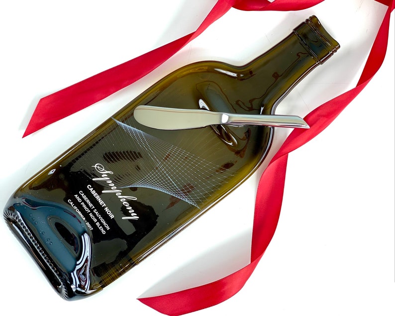 Melted Wine Bottle Cheese Tray with Spreader, Symphony Cabernet Noir Sauvignon Red Wine, California Winery, Hostess Gift image 1