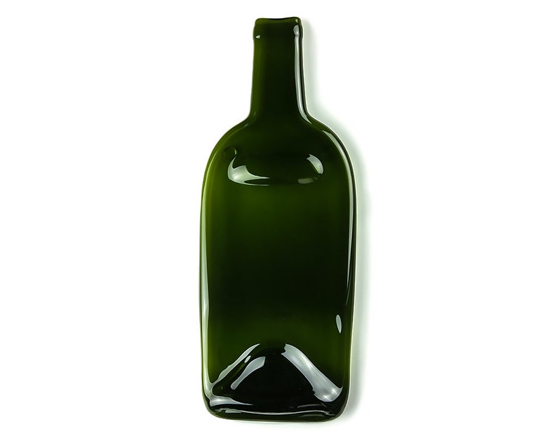 Melted Wine Bottle Cheese Tray, Flattened Melted Green Glass Wine Upcycled Bottle Plate image 2