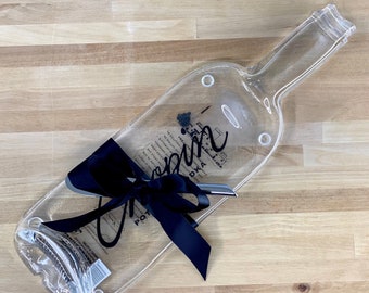 Premium Vodka Flattened Bottle Cheese Tray, Melted Glass Bottle Large Spoon Rest, Martini Lover Gift, Unique Wedding Present