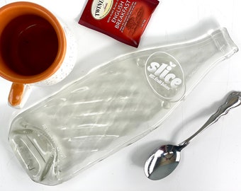 Vintage Slice Flat Bottle Spoon Rest, Orange Soda Pop Slumped Glass Bottle Spoon Holder