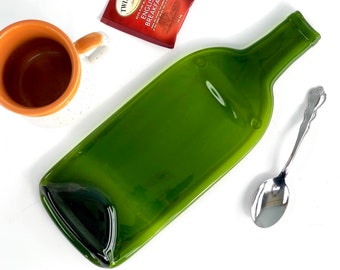 Botella de vino de vidrio verde plano derretido Bandeja de queso de cuchara grande