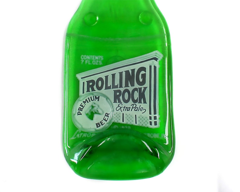 Vintage Rolling Rock from Latrobe, PA Pony Bottle Melted into a Spoon Rest, Vintage Rolling Rock Bottle, A Little Nip Bottle, Groomsmen Gift image 6
