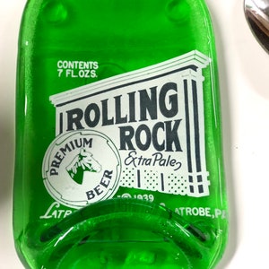 Vintage Rolling Rock from Latrobe, PA Pony Bottle Melted into a Spoon Rest, Vintage Rolling Rock Bottle, A Little Nip Bottle, Groomsmen Gift image 4