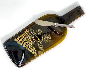 Melted Wine Bottle Cheese Tray with Spreader, Painted Fields Old Vine Zinfandel Wine, Cheese and Crackers, Napa Valley Winery, Hostess Gift