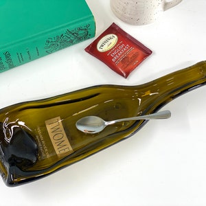 Twomey Pinot Noir Wine Melted Bowl Shape Glass Bottle, Large Spoon Rest, Dip Dish, Red Wine Lover, Girls Night Out image 3