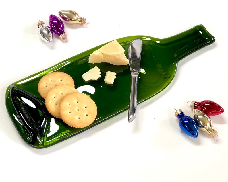 Christmas Cheese Tray, Melted Bottle Wine and Cheese Gift, Spoon Rest, Culinary Gift For Her image 10