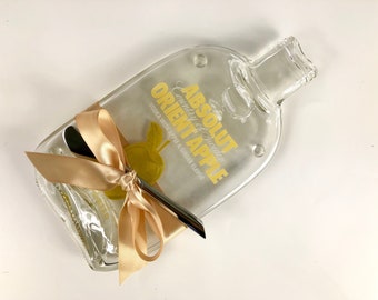 Absolut Orient Apple Melted Bottle Cheese Plate, Vodka Lover Gift, Unique Wedding Present, One of a Kind Housewarming Gift