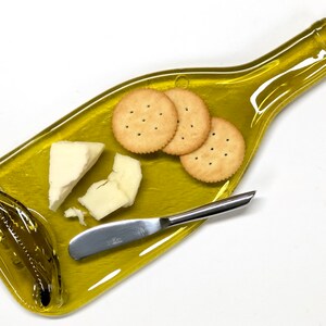 Melted Wine Bottle Cheese Tray, Recycled Amber Glass Large Spoon Rest image 6