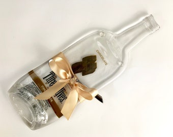 Chocolate Flavored Three Olives Melted Bottle Cheese Tray with Cheese Spreader - Eco Friendly Glass