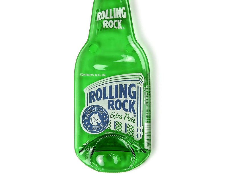 Rolling Rock Beer Bottle Spoon Rest, Latrobe Pennsylvania PA, Melted Bottle, Boyfriend Gift, Man Cave Decor, Beer Gifts, Guy Gift image 5