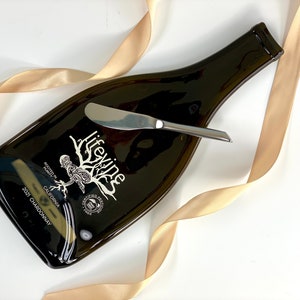 Melted Lifevine Chardonnay Wine Bottle Cheese Tray with Spreader image 2