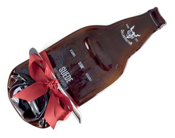 Large Stone Suede Imperial Porter Melted Beer Bottle Cheese Tray or Spoon Rest, San Diego CA, Unique Gift for Him, Groomsmen Gift