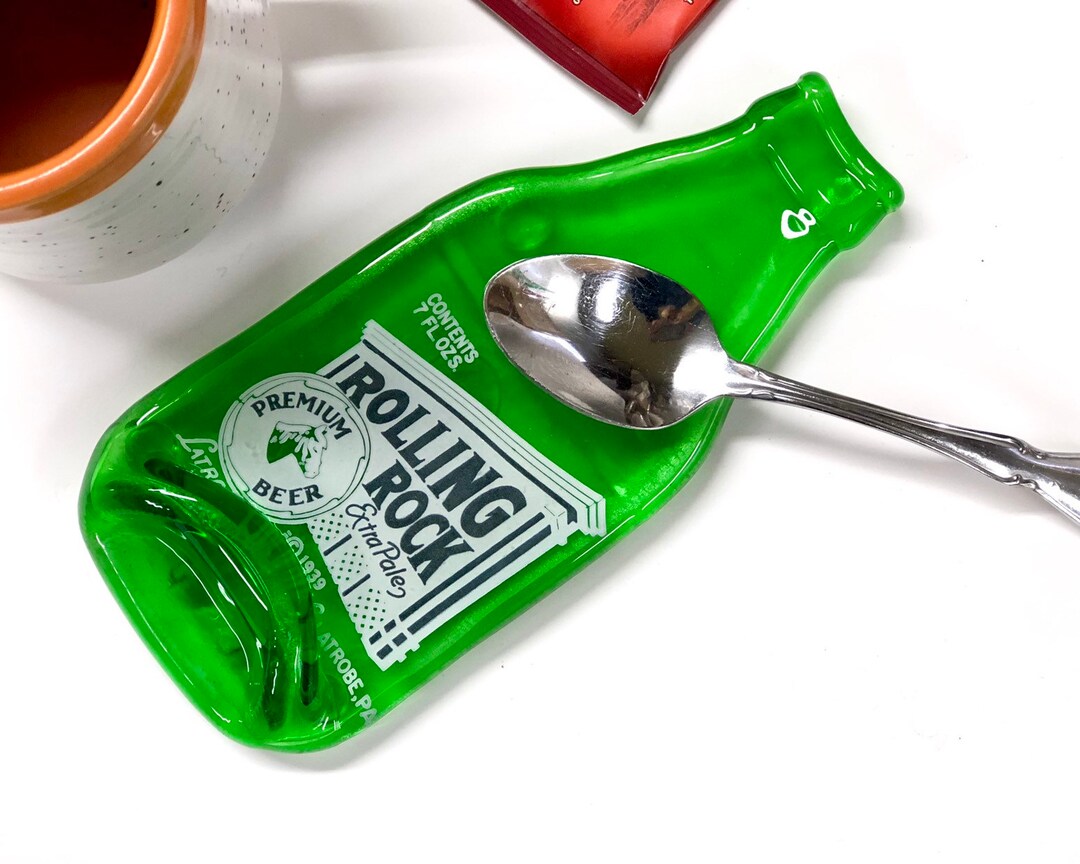 Vintage Rolling Rock From Latrobe, PA Pony Bottle Melted Into a Spoon