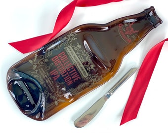 Large Melted Beer Bottle Cheese Tray or Spoon Rest, Collective Distortion IPA, San Diego CA, Unique Gift for Him, Groomsmen Gift