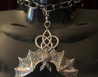 The Quatro Chain Choker/Necklace with 4 Interchangeable Pendants- Baphomet, Crucifix, Ankh & Crucifix Handmade by Marilyn Medusa