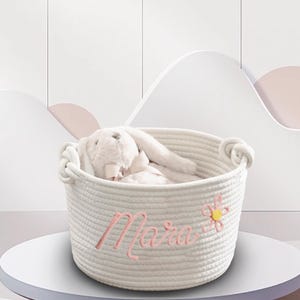 Personalisierter Baby Name Korb, Baumwollseil Aufbewahrungskorb, Baby-Dusche-Geschenk, Benutzerdefinierte Spielzeugkorb, Neugeborenen Geschenk, Baby Mädchen Geschenk, Kinderzimmer Dekor