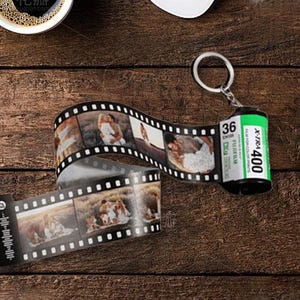 Customizable Film Photo Keychain with Music Code, Personalized Camera Roll Gift, Memory Gift with 5-15 Photos, Gift for Boyfriend, Family