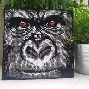 Gorilla Face Plastic Canvas Wall Hanging, African Wild Animal Wall Art, Black and White Wall Decor
