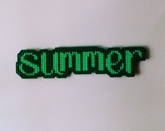 The Word Summer Plastic Canvas Refrigerator Magnet, Green  Summer Kitchen Office Classroom Decoration, Seasonal Magnet