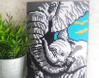 Elephant Mother and Baby Wall Decor, Plastic Canvas Elephant Wall Hanging, African Animal Art