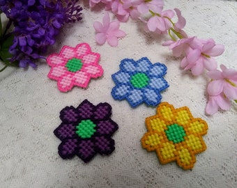Spring Flower Plastic Canvas Refrigerator Magnets, Spring Kitchen Decor Set