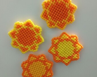 Summer Sunshine Refrigerator Magnet Set, Plastic Canvas Art, Seasonal Kitchen Decor