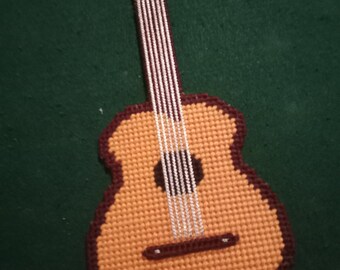 Handmade Guitar Wall Art, Plastic Canvas Guitar With Strings, Musical Instrument Art