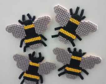 Bumblebee Fridge Magnet Set, Handmade Plastic Canvas Refrigerator Magnets, Country Kitchen Decor