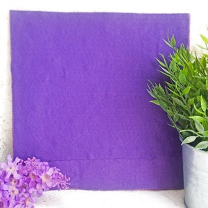 May include: A purple felt board with a smooth surface. The board is surrounded by white lace and green plants in a gray pot.