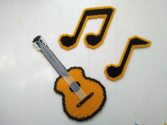 Guitar And Music Notes Guitar Wall Hanging Guitar Wall Etsy