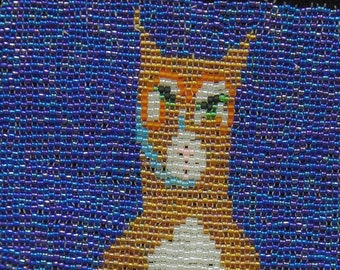 orange tabby beadweaving