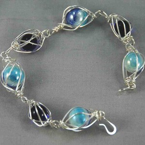 blue on blue caged marble bracelet