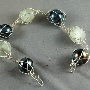 elegant white and silver caged marble bracelet