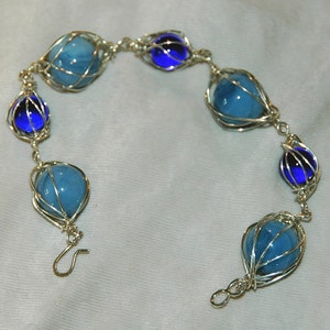 Deep blue on blue caged marble bracelet
