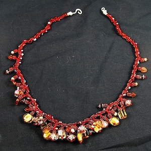 topaz tipped flame twisted cord necklace