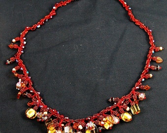 topaz tipped flame twisted cord necklace
