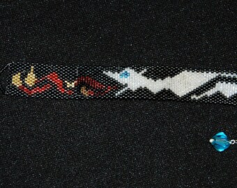 white fire breathing dragon adjustable brick stitch bracelet