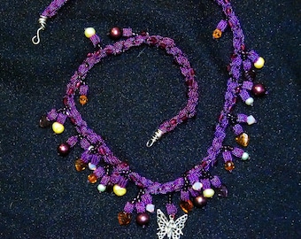 purple spirl cord necklace