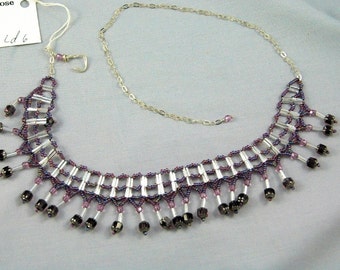 Amethyst ladder st  adjustable necklace