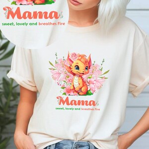 Dragon Mama Shirt Flower Cartoon Cute Mom Draco Funny Tshirt Rose Coquette Bookish Mommy Style Top for Mother's Day Present Grandmother Gift
