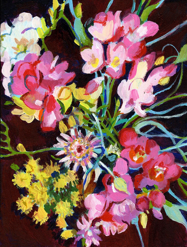 flowers original painting acrylic painting on canvas zdjęcie 1