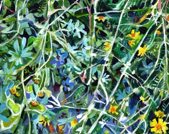 A tangle of wildflowers - original painting -acrylic painting on canvas