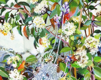 A tangle of garden flowers- acrylic ORIGINAL painting on canvas